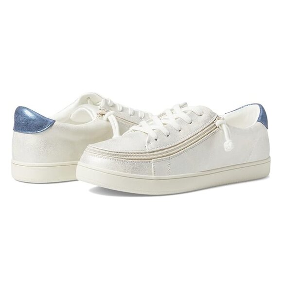 New No Box Billys' Footwear Women's Zip Up Adaptive Sneaker II Silver 8W BY361 - Picture 1 of 6